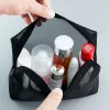 schwarze Mesh Make -up -Beutel Frauen transparente Kosmetikbeutel tragbare nützliche Aufbewahrungstaschen Reisen Toilettenartikel Handtuch Organisator Beutel M9nl#