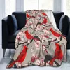 Blankets Cardinals Birds Cherry Flowers Soft Lightweight Warm By Ho Me Lili Flannel Blanket For Couch Bed Sofa Travel Camping Use