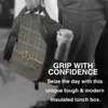 Couro e Tartan Outlander Padrão Thermal Isolated Lunch Bag Modern Plaid Check Textura Almoço portátil Tote para Bento Box 37Va #