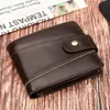 HUMERPAUL Echt lederen RFID Vintage portemonnee Men met munten Pocket Eerste laag Lederen koppelingstas Trifold Card Holders Handtas J1Ex#