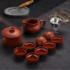 Set da tè Set da tè in ceramica Yixing viola sabbia Una teiera Otto tazze di tazza da tè