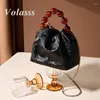 Shoulder Bags VOLASSS Chinese Style Bead Bag Women 2024 Cowhide Small Phone Handbag Female Fashion Genuine Leather Crossbody