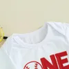 Zestawy odzieży Urodzony Baby Boy Baseball Pierwszy strój urodzinowy jeden druk Romper Romper Elastyczne talia