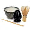 Teaware set 4st/set Tea Matcha Ceramic Ceremony Green Bowl Bamboo Scoop Chasen Holder Whisk Tool Set