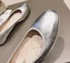 Chaussures décontractées femmes Ballet plat bout rond argent sans lacet mocassins paresseux grande taille imperméable confortable luxe