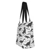 casual Foldable Canvas Shop Bag High Quality Carto Dinosaur Eco Friendly Reusable Grocery Tote Handbag Shoulder Bags x5NC#