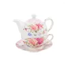 Conjuntos de chá de porcelana bule de chá conjunto de pires chinês design de flor café xícara de chá para um