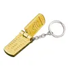 Keychains Portable Phone Designed KeyChain Mini 4cm Cell Charm Figur Toy Foldbar lock Cover Rotertable Key Rings