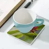 Tapetes de mesa Bagas vermelhas em um galho Porta-copos de cerâmica (quadrado) Porta-copos em massa para canecas de café