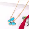 Designer Van Turquoise Blue Butterfly Necklace V Gold Plaked Product Collar Chain