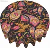 Table Cloth Art Paisley Flower Pattern Tablecloth Round Table Cover Washable Polyester Table Cloth for Kitchen Party Picnic Dining Decor 60 Y240401