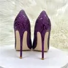 Dress Shoes Unique Snakes Luxury Purple Woman High Heeled Shallow Mouth Pointed Toe Slip On