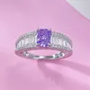 Pierścienie klastra 925 Srebrny Diamentowy Diamentowy Purple Purple 5 7 mm