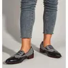 Casual Shoes Spring Loafers Female Retro Leather Pointed Head brittisk stil tjock med mäns stora lyxiga lyx