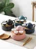 Juegos de té juego de té de cerámica caja de almacenamiento portátil drenaje decoración del hogar regalo de escritorio
