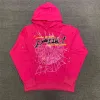 Mens hoodie sp5der Young Thug 555555 Hooded Designer High Foam Women Autumn Print Brodery Spider Web Graphic Pink Sweatshirts Y2K Pullovers AB XL