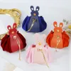 korean Veet Rabbit Ear Festive Sugar Drawstring Bag PU Leather Candy Bag Wedding Large Capacity Handbag 00va#