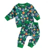 Kläduppsättningar småbarn Baby Boy St Patricks Day Outfit Mama S Lucky Charm Sweatshirt Pullover Top Jogger Pants Set 2st Clothes