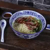 Bowls Blue And White Porcelain Bowl Kitchen Wares Noodle Ramen For Porridge Soup Be Elegant Ceramic Ceramics Noodles Graceless