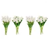 Decoratieve Bloemen 40 Stuks Kunstmatige Nep Tulp Boeket Voor Huis Tuin Bruiloft Bloemen Decor (Wit En Roze)