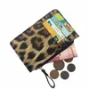 new Leopard Pattern Leather Slim Card Wallet For Women & Men Small Zipper Coin Purse Busin Credit Card Holder Bag Nice Gifts Q9fo#