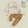 Ensembles de vêtements pour bébés garçons de 0 à 3 ans, tenue avec lettres, sweat-shirt à manches longues, pantalon de jogging, mignon, printemps