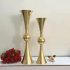 Candle Holders European Gold Flower Vase Stand Metal Holder Wedding Decoration Table Centerpiece Party Event Road Lead 10pcs/lot