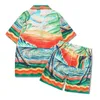 Wersja wielolarowa hawajskie szorty koszuli męskie Zestaw Hip Hop Loose Beach Holiday Surf Suit 240410