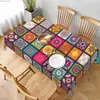 Table Cloth Rectangular polyester tablecloth Mandala Bohemian circular colored tablecloth Indian holiday party decoration home decoration Y240401