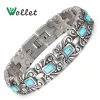 Bracelets Wollet bijoux en acier inoxydable ou titane Bracelet magnétique pour femmes pierre turquoise soins de santé énergie de guérison