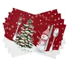 Tischsets Weihnachten Tischset Leinen Esszimmer Pad Schüssel Kaffeetasse Matte Weihnachtsbaum süße Schneemann Tischdecke 40x30CM