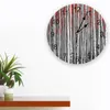 Horloges murales feuilles rouges bouleau arbre forêt horloge design moderne salon décoration cuisine muet montre maison décor intérieur