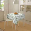 Bordduk Spring Floral Teal Sage Green Tracloth Square 60x60in Watercolor Eucalyptus Leaf Round Table Cloth Wrinkle Resistant Washable Y240401