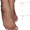 Anklets Durable Women Elegant Water Drop Anklet High Quality Beautiful Luxurious Toe Ring Adjustable Rhinestone Foot Chain