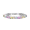 Pierścienie klastra S925 Srebrny pierścień Premium Rainbow Color Cyrron ręcznie robiony, Wykwintna biżuteria