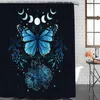 Shower Curtains Beautiful Fashion Plant Black Butterfly Floral Bathroom Frabic Waterproof Polyester Curtain With Hooks