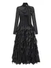 Sukienki codzienne damskie kęk kęsowy Polka Dot Projekt mody długie rękawy Nieregularny A-line wysokiej talii Patry Kobieta 2024 19zz40