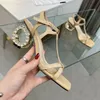 Summer Women Fashion Sandals Designer Conical Heels Comfortable High Heels Holiday Simple rhinestone Sweet Open Toe Shoes