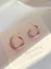 Hoop Earrings Fashion Lavender Purple For Woman Gold Color Twisted Art Line Gift Jewelry Wholesale