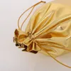 100pcs / lot 9x12cm Sac de pochette à crampons de couleur dorée / sier pour les sacs d'emballage cadeaux de fête de mariage de Noël d11y #