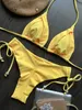 Biquíni cor sólida roupa de banho praia sexy mulheres banho biquini alta corte fatos de banho push up praia bikini conjunto 240327