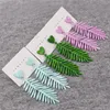 Dangle Oorbellen Kleurrijke Blad Acryl Drop Voor Vrouwen Pendientes Blauw Roze Plant Bladeren Lange Oorbel Koreaanse Mode-sieraden