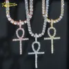 Оптовая продажа ювелирных изделий Ankh Cross Design, настоящее золото 10 карат, выращенные в лаборатории бриллианты, подвески в стиле хип-хоп, подвеска со льдом