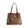 Shoulder Bags Niche Design Retro Style Large Capacity Nylon Splicing Sandwich Tote Bag
