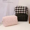 black Canvas Plaid Travel Cosmetic Lipstick Storage Bag Cute Girls Makeup Handbags Organizer Statiery Pencil Cases Pouch Bag t85Z#