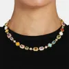 Zuanfa وصول جديد مثلج Zirconia multi Zirconia CZ Gemstone Motif Necklace Sier Gold Plated