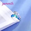Anéis de cluster feminino retro para presente de festa hollo out geométrico s925 prata esterlina azul fogo opala anel de noivado jóias