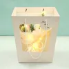 Geschenkverpackung 10 Stück Trapezförmige Fenster-Tragetasche Kreative weiße Blumenverpackung Blumenstrauß mit handtragbaren Taschen