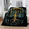 3D Print Tree of Life Filt Color Soft Plush Flanell Throw For Living Room Bedroom Bed Soffa Picnic Travel 240326