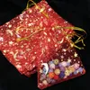 100st MO STARS TACKSTRING Organza Bags Drawstring Små smycken Presentväskor Puches For Wedding Party Valentine's Day V9BV#